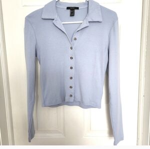 Forever 21 Button Collar Long Sleeve Top